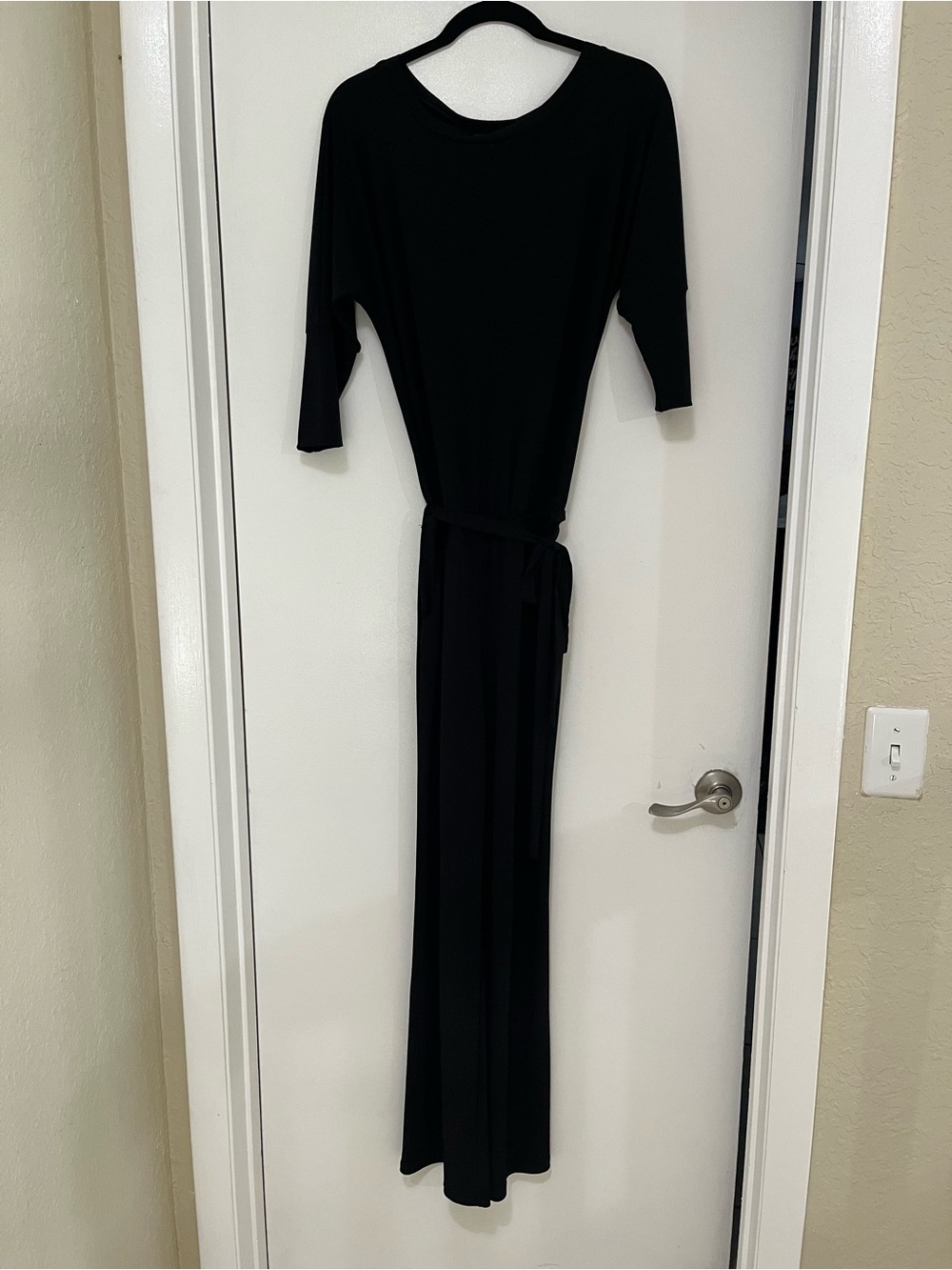 Veronica M Black Long Sleeve Maxi Dress with Tie Waist